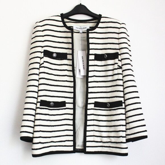 NWT Veronica Beard Foster Striped Dickey Jacket, Sz 4, 6 - Picture 12 of 15